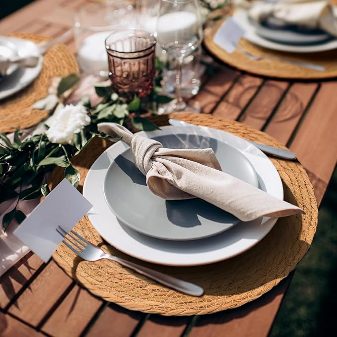 BAVIFY 13.8" Round Woven Placemats Set of 10, Table Mats - Image 5