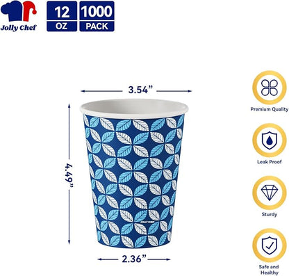 JOLLY CHEF 12 oz 1000 Pack Disposable Coffee Cups | Hot Paper Coffee Cups Bulk - Image 2