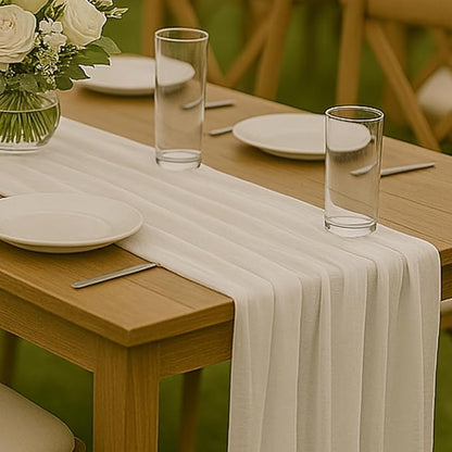 10FT Ivory White Cheesecloth Table Runner 120 Inch Rustic Boho Gauze Cheese by HQ-SITE