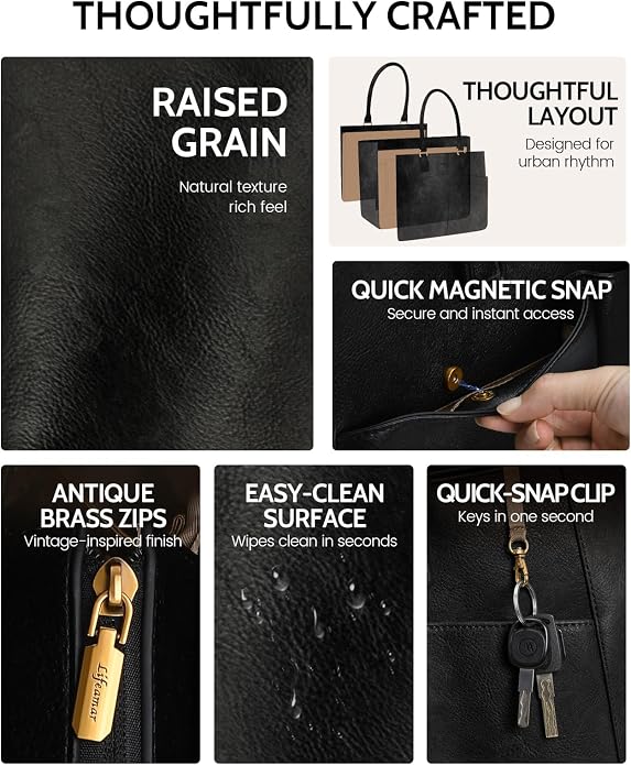 Laptop Tote Bag for Women, Leather Work Tote - Image 6