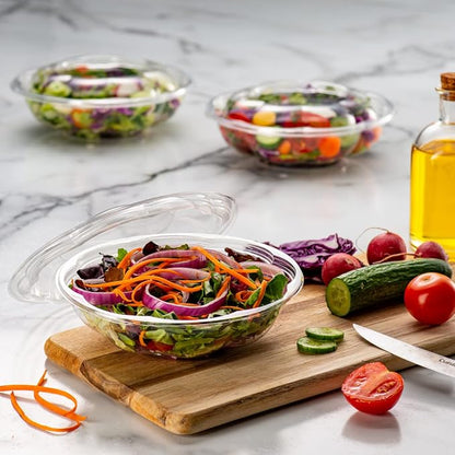 GUSTO [18 oz. - 50 Count Clear Plastic Salad Bowls - Perfect - Image 3