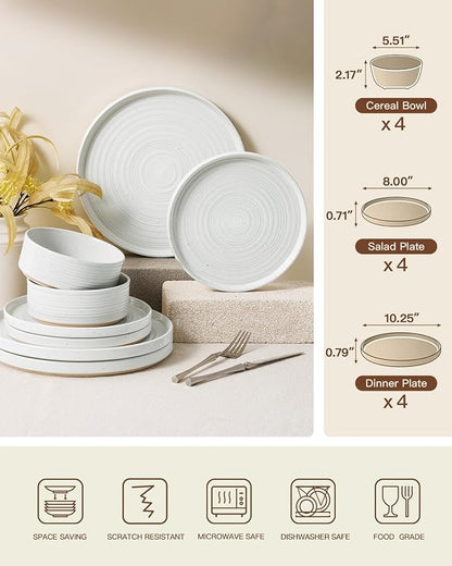 Stoneware Dinnerware Set for 4, Plates and Bowls - Image 7