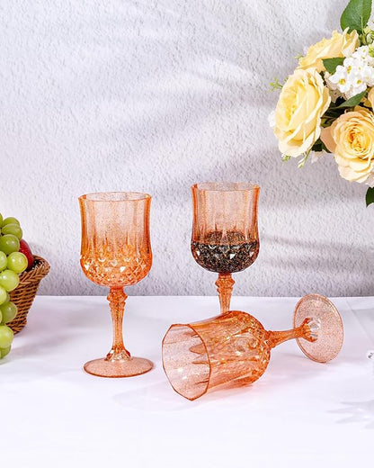 Ciaell 24 Pack Amber Plastic Wine Glasses - Image 8