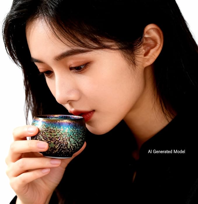 Jianzhan Ceramic Tea Cup with Peacock Glaze, 6.5 oz | Chinese Style, - Image 5