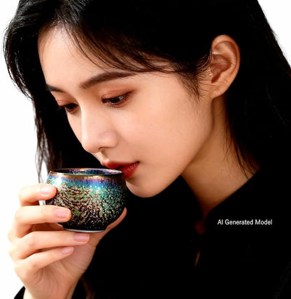 Jianzhan Ceramic Tea Cup with Peacock Glaze, 6.5 oz | Chinese Style, - Image 5