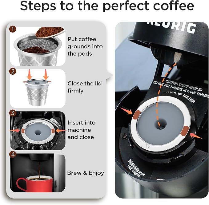 Reusable k Cup Coffee Filters, Universal stainless steel Refillable k Cups - Image 5