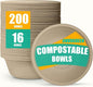 JINVOGREEN 200 Count 16 oz Paper Bowls, Disposable Compostable Bowls, Heavy by JINVOGREEN