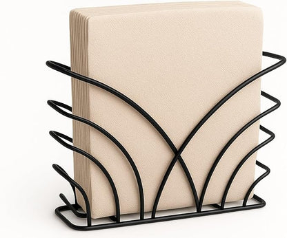 Napkin Holder for Table Countertop, Modern Decorative Sturdy Iron Black Metal by DIVINEGLANCE