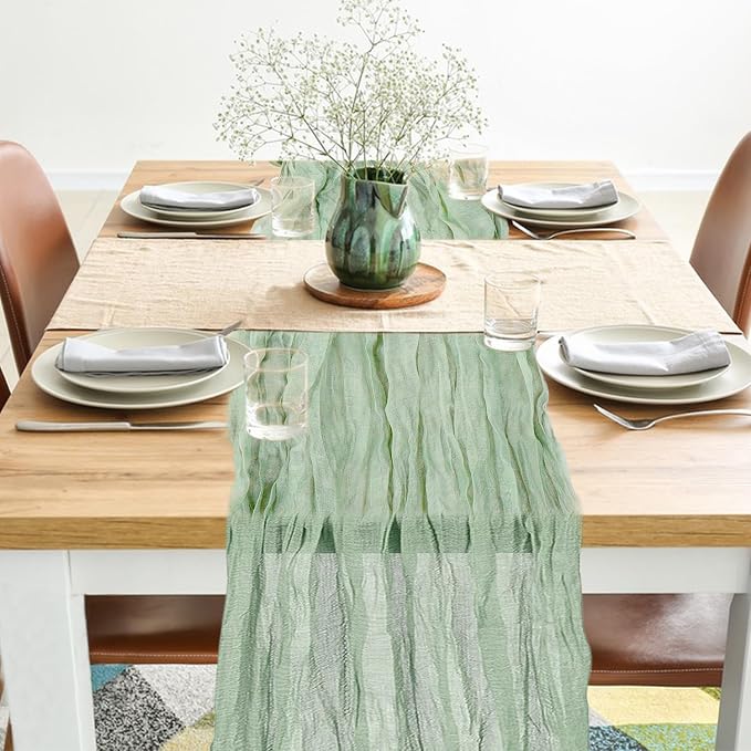 12 Pack Cheesecloth Table Runner, 10ft Rustic Sheer Runner Gauze Boho Wedding - Image 5