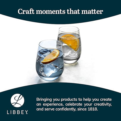 Libbey Classic Blue All-Purpose Stemless Wine Glasses, 15.25-ounce, Set of 6