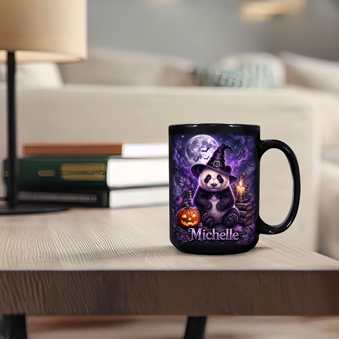 Hyturtle Personalized Halloween Panda Mug, Custom Name Gift - Image 6