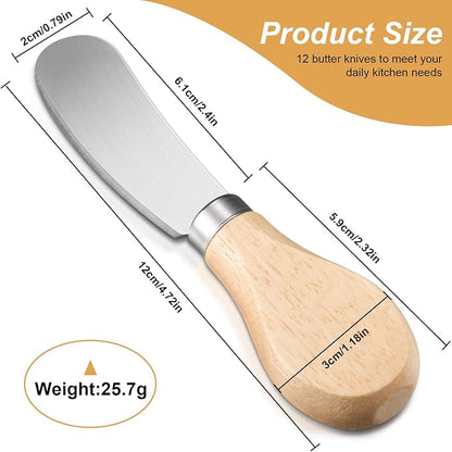 Patelai 12 Pcs 4.7 Inch Cheese Spreader Knives Butter Knife Bulk Stainless - Image 3