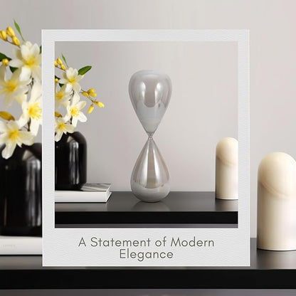 Galene Hourglass Decorative Object – Small Glass Teardrop Silhouette Modern Home Decor Accent – Shelf Styling & Coffee Table Decor for Office & Living Room – 20", Grey