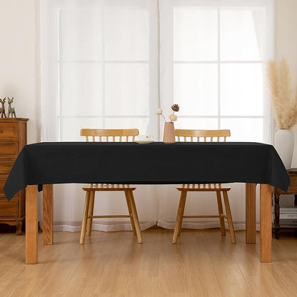 Hiasan Faux Linen Rectangle Tablecloth - Wrinkle and Stain Resistant Washable Table Cloth for Kitchen Dining Room Holiday Table Cover for Dinner, Black, 70 x 120 Inch