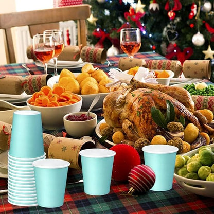 75 Pack 8 oz Disposable Paper Cups, Paper Coffee Cups- Blue | Hot Coffee Cups - Image 7