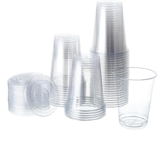 FULING Clear Plastic Cups With Lids Disposable Cups - Image 2