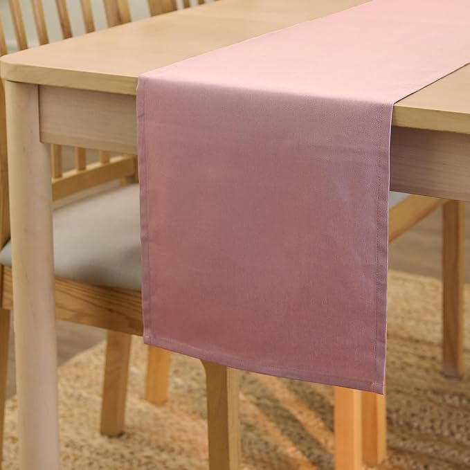 Encasa XO Table Runner, Cotton Canvas Dining Runner 13"x72" | Mauve, 180 GSM by EncasaXO