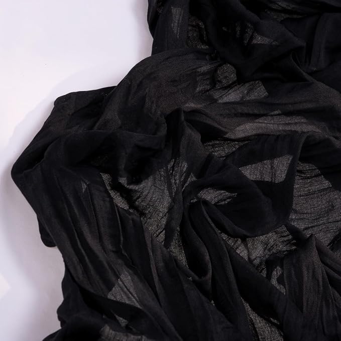 DeZerlor Black Cheesecloth Table Runner 1 Pack Halloween Runner | 120Inches - Image 3