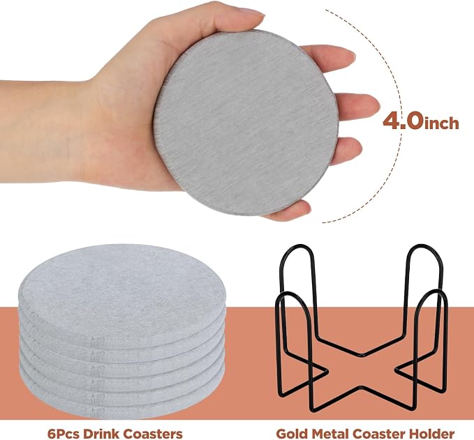 Yaomiao Diatomaceous Earth Coasters Set of 6 Absorbent Coasters - Image 3