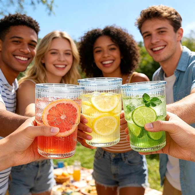 6 Pack 13oz Ripple Drinking Glasses - Image 7
