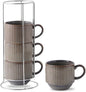 HASENSE Porcealin Coffee Mugs, Stackable Coffee Cups Set of 4 - 15 oz Large by Hasense