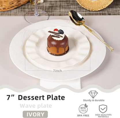 72 Pack Ivory Plastic Plates, Thanksgiving - Image 2