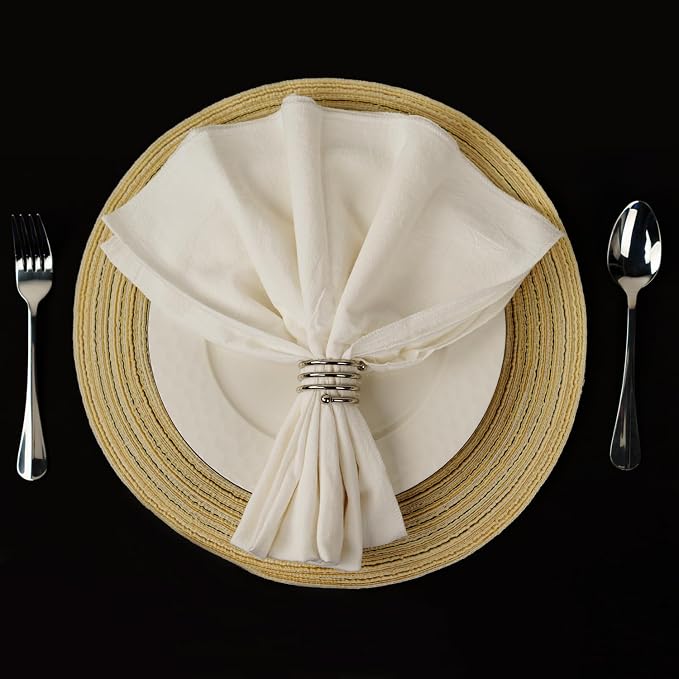 6Pcs Silver Napkin Rings Round Napkin Ring Set Napkin Holders - Image 6