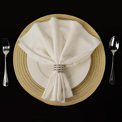 6Pcs Silver Napkin Rings Round Napkin Ring Set Napkin Holders - Image 6