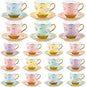 Teenyyou Set of 18 Tea Cups and Saucers Tea Party Decorations Floral Porcelain by Teenyyou