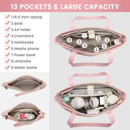 LOVEVOOK Laptop Bag for Women 15.6 inch, Diamond Quilted Work Womens Laptops - Image 3