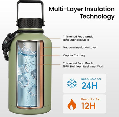 Konokyo 64 oz Insulated Stainless Steel Water Bottle Jug - Image 3