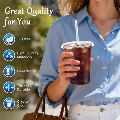 25 Pack 16oz Leak-Proof Clear Plastic Cups - Image 3