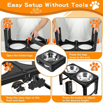 COMESOON Elevated Dog Bowls, 5 Adjustable Heights Raised Dogs Food Bowl Stand - Image 7