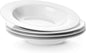 Y YHY Soup Bowls, Pasta Bowl Set of 4, White Shallow Bowl Plates, Porcelain Rimmed Bowls, 8 Inches Diameter with Rim, Mather's Day Gift