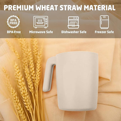 Coffee Mugs Set of 6, Wheat Straw Cups 16 oz, Resuable Plastic Coffee Cups - Image 2