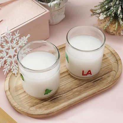 Icon Juice Glasses, 14oz Stemless Wine Drinking Juice Glass Cup for Valentine Party Supplies Gift(2 Pcs,Christmas Fa La)