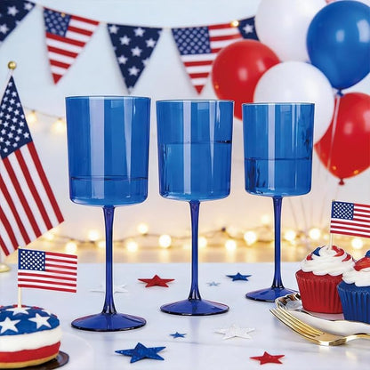 Ciaell 6 Pack Blue Plastic Wine Glasses - Image 4