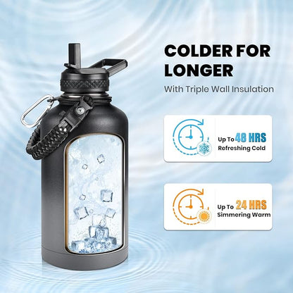 RAYMYLO Insulated Water Bottle 64 oz, Triple Wall Vacuum Stainless Steel | - Image 2