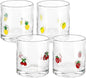 4 Pcs Fruit Icon Juice Glasses | 14oz Cute Pattern Stemless Wine Glass by Ovveroche