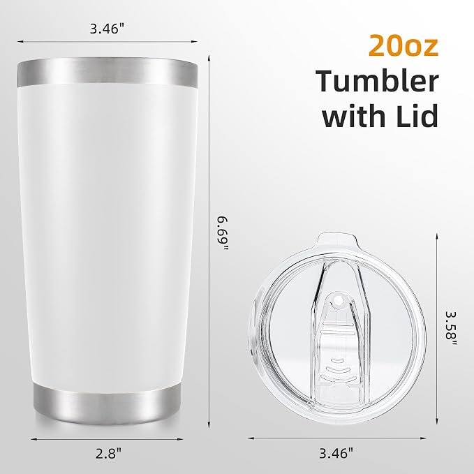 20oz Tumbler Bulk with Lid Stainless Steel Tumblers, 6 Pack | Leak Proof Lid - Image 5