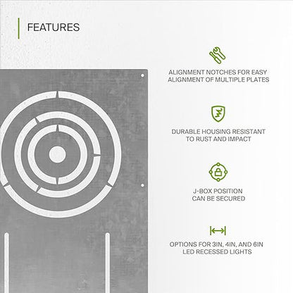 ASD 13 Inch New Construction Mounting Plate with Asymmetric Round Hole - 3/4/6 Inch Flat Steel Rough in Wafer Light Bracket, Shallow LED Recessed Lighting Housing, 24 Pack