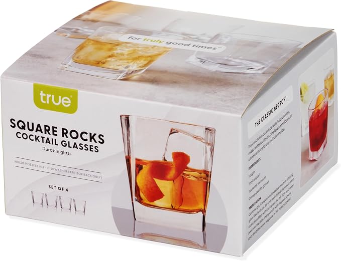 TRUE Square Rocks Glass, Old Fashioned Whiskey Glasses, Superb Drinking Cups - Image 10