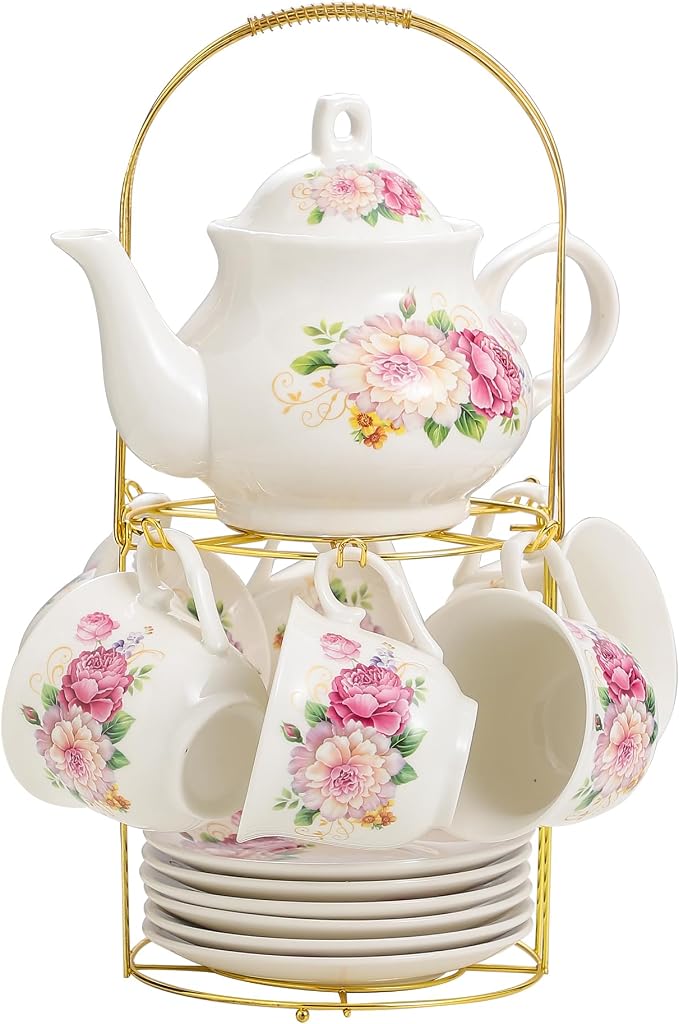 20-Pieces Porcelain Tea Sets For Women, Tea Set For Adult - Image 2