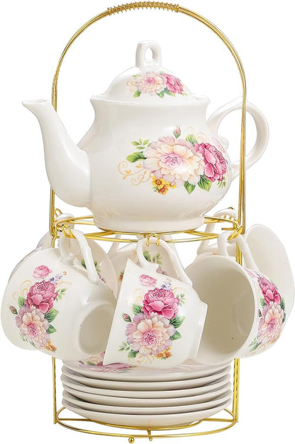 20-Pieces Porcelain Tea Sets For Women, Tea Set For Adult - Image 2