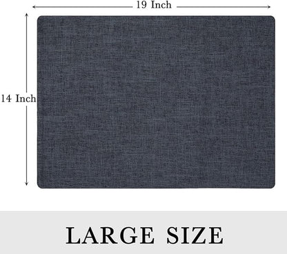homing Cotton Linen Placemats Set of 4, Cloth Washable Farmhouse Dining Table Mats for Indoors & Outdoors, Easy to Clean, Charcoal, 13 x 19 Inch