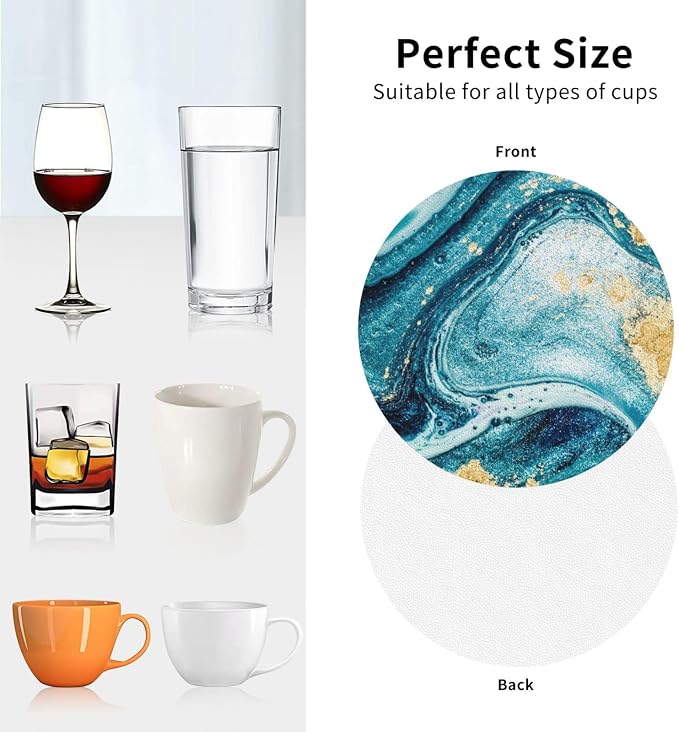 Ocean Gold Blue Marble Coasters Set of 6 Coasters - Image 9