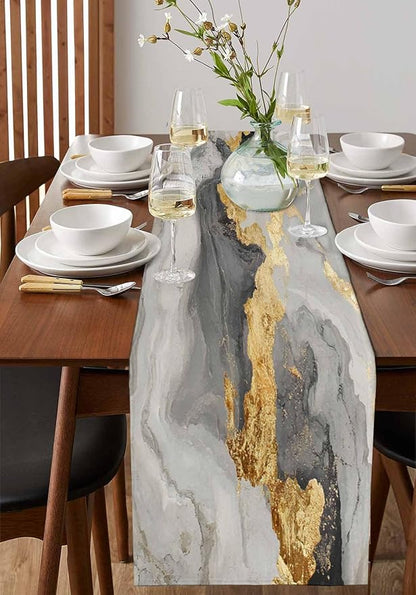 Grey Ombre Marble Table Runners 72 Inches Long, Abstract Art Kitchen Dining - Image 2