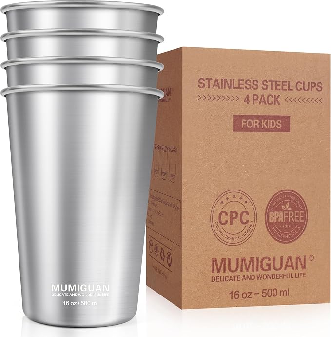 Stainless Steel Pint Cups 16oz/500ml, Stainless Steel Water Tumbler | Camping by MUMIGUAN