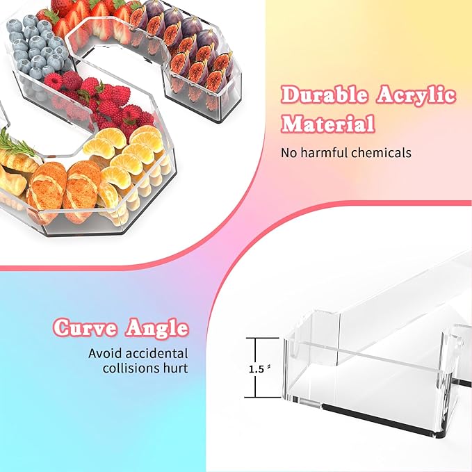 13.8" Acrylic Letter Charcuterie Tray, Charcuterie Letters Fillable Box for Food, Reusable Serving Cake Candy Dish Display Tray for Birthday Anniversary Party Decoration (Letter C)