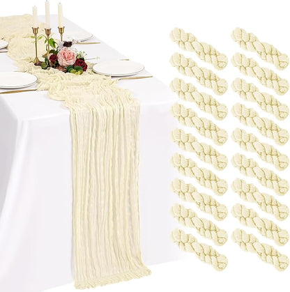 18 Pack Cheesecloth Table Runner 10FT Beige Table Runner Boho Gauze Cheese by Showgeous